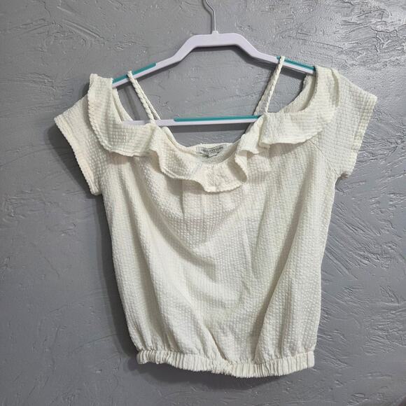 Green Envelope Los Angeles Woman's White Open Shoulder Top size M - Picture 1 of 8